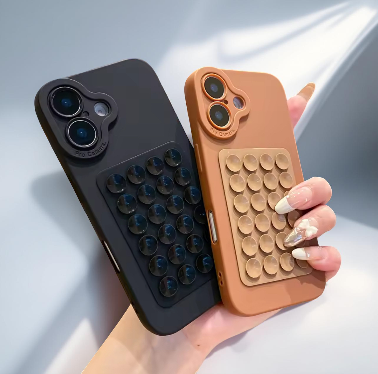 Stick & Snap Case - Zwart Zuignap Hoesje - Schokbestendige, optimale bescherming