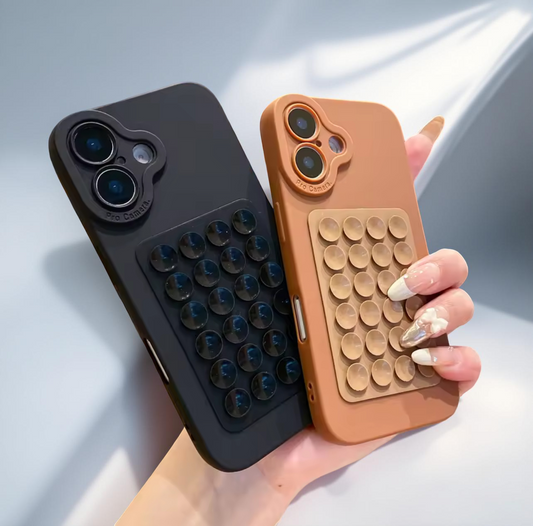 Stick & Snap Case - Zwart Zuignap Hoesje - Schokbestendige, optimale bescherming